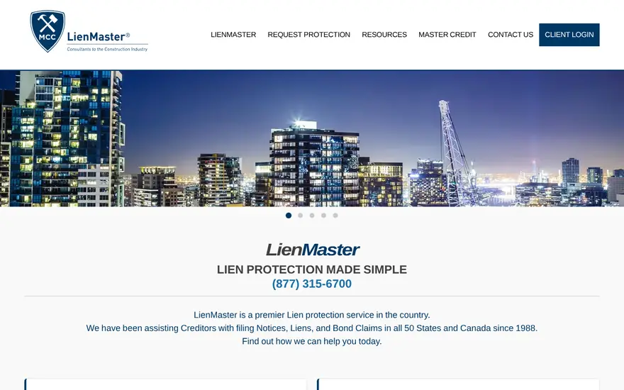 The LienMaster home page